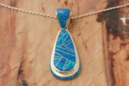 Calvin Begay Fire and Ice Blue Opal Sterling Silver Navajo